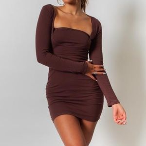 Brown Deep Tube Dress
